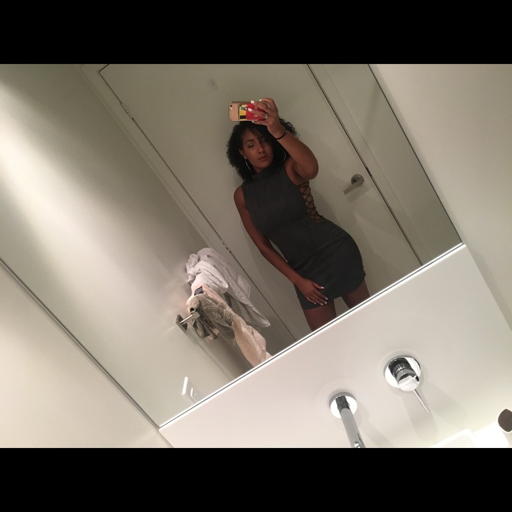 Green suede dress